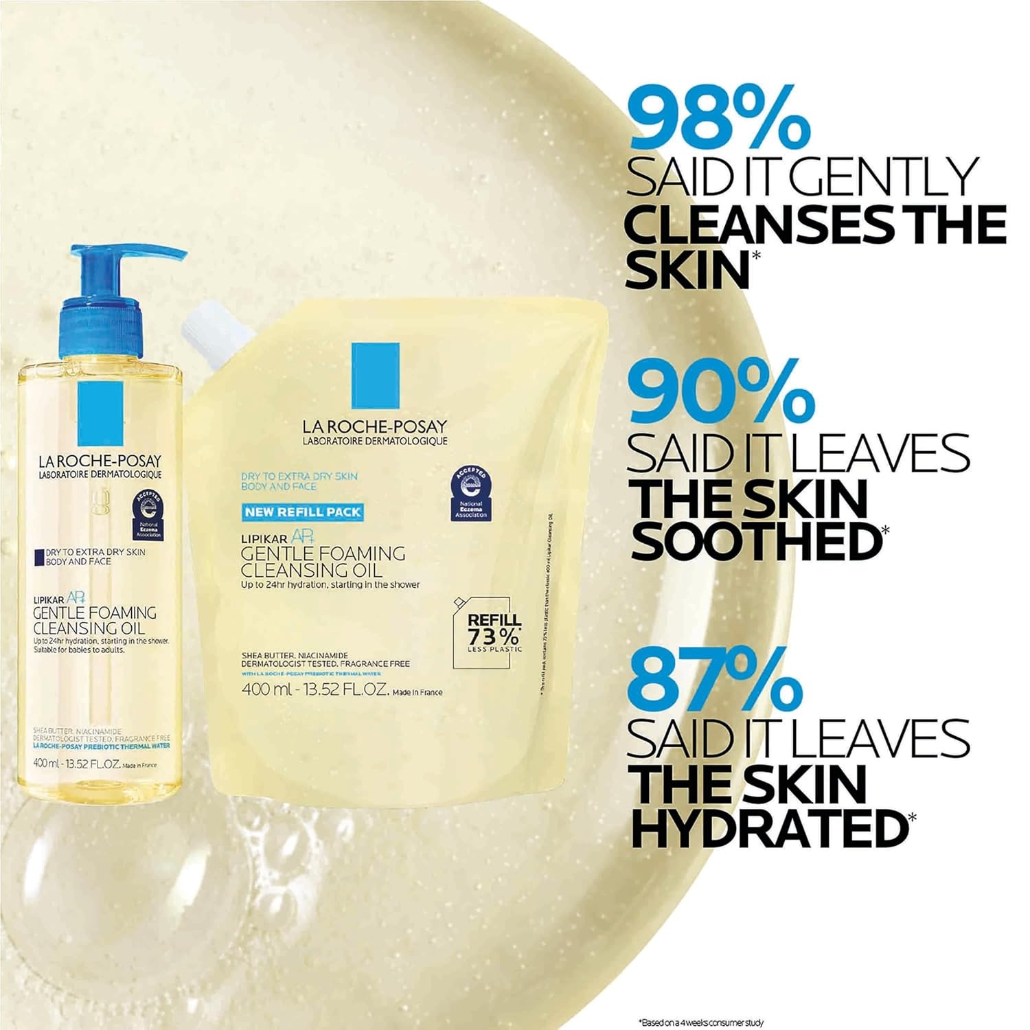 image:imageBundle of La RochePosay Lipikar AP Gentle Foaming Cleansing Oil 400ML Refill Gentle Oil Cleanser for Face and Body Formulated with Niacinamide LongLasting 24hour Hydration