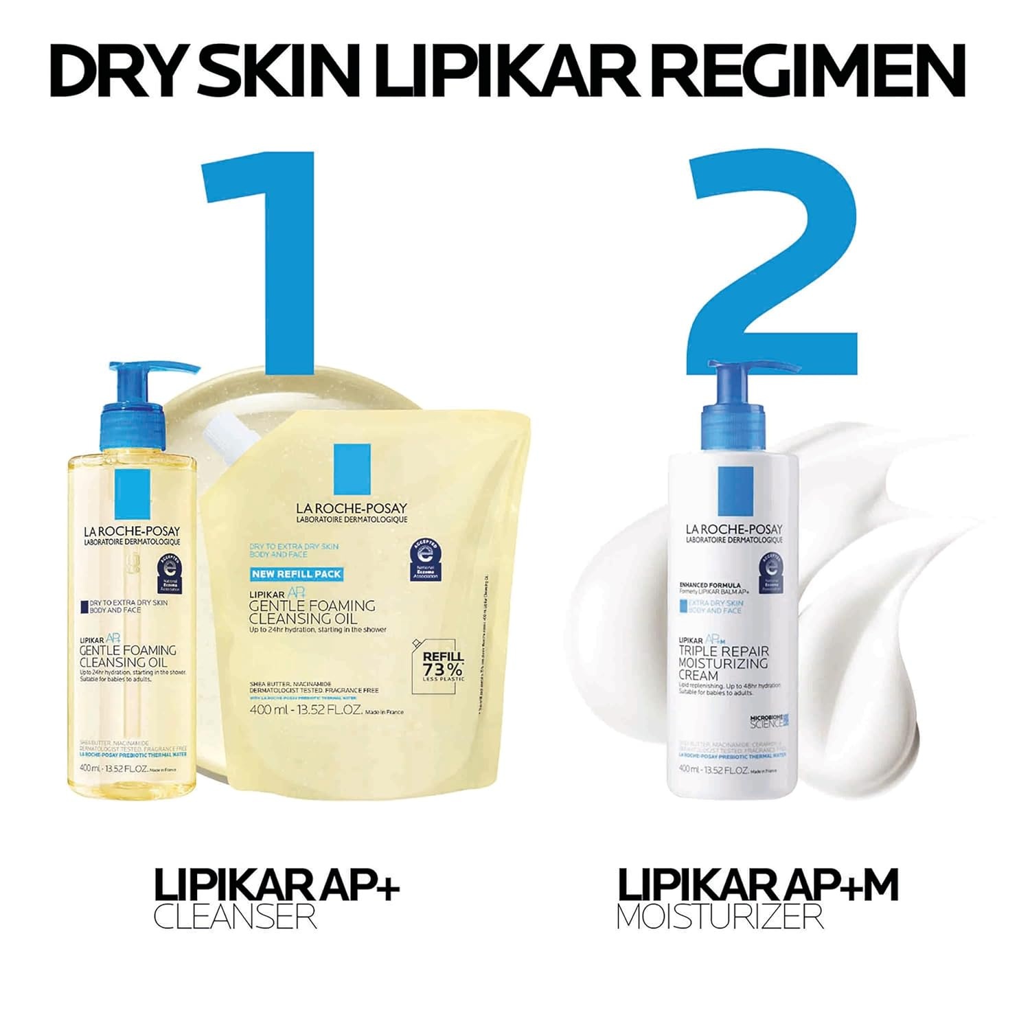 image:imageBundle of La RochePosay Lipikar AP Gentle Foaming Cleansing Oil 400ML Refill Gentle Oil Cleanser for Face and Body Formulated with Niacinamide LongLasting 24hour Hydration