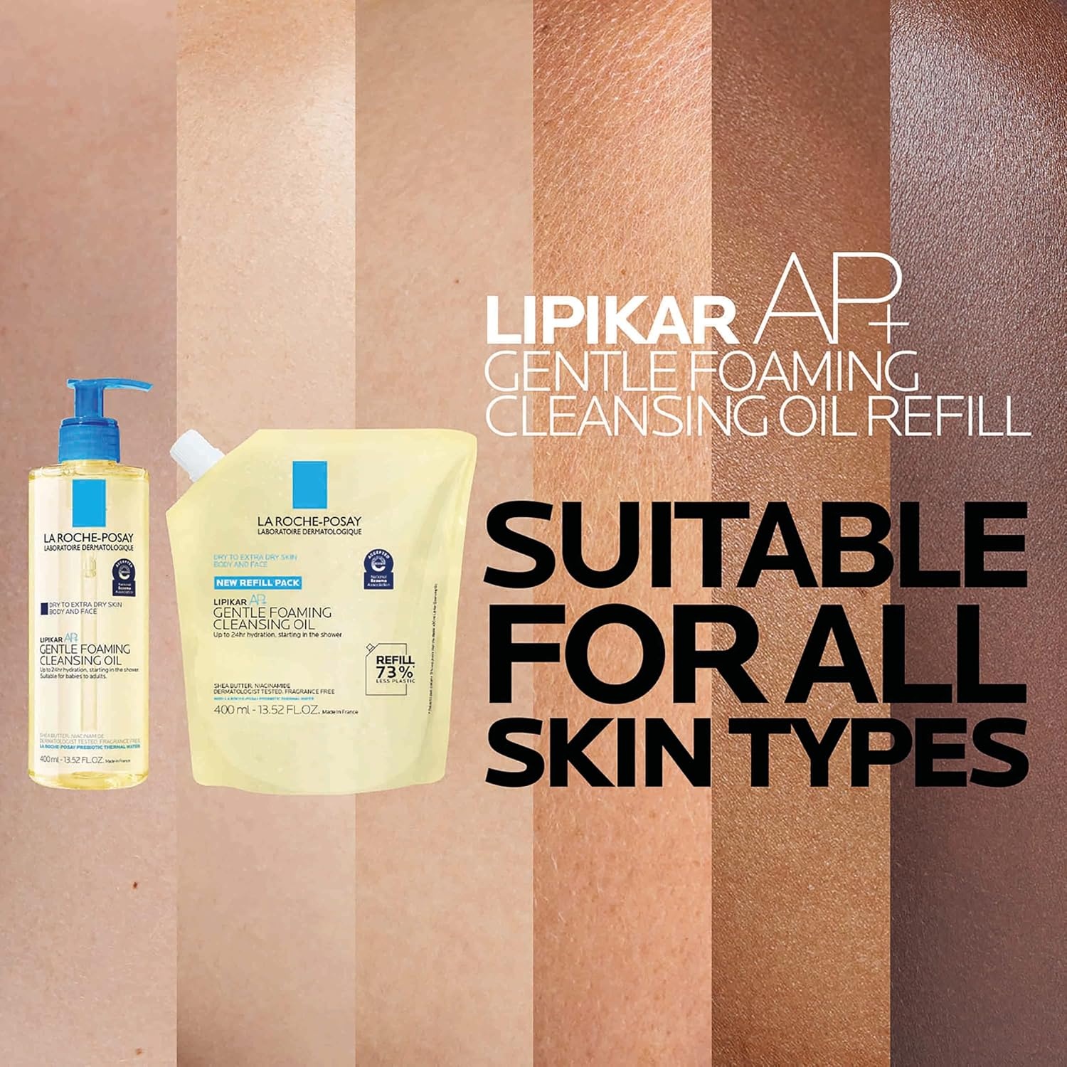 image:imageBundle of La RochePosay Lipikar AP Gentle Foaming Cleansing Oil 400ML Refill Gentle Oil Cleanser for Face and Body Formulated with Niacinamide LongLasting 24hour Hydration