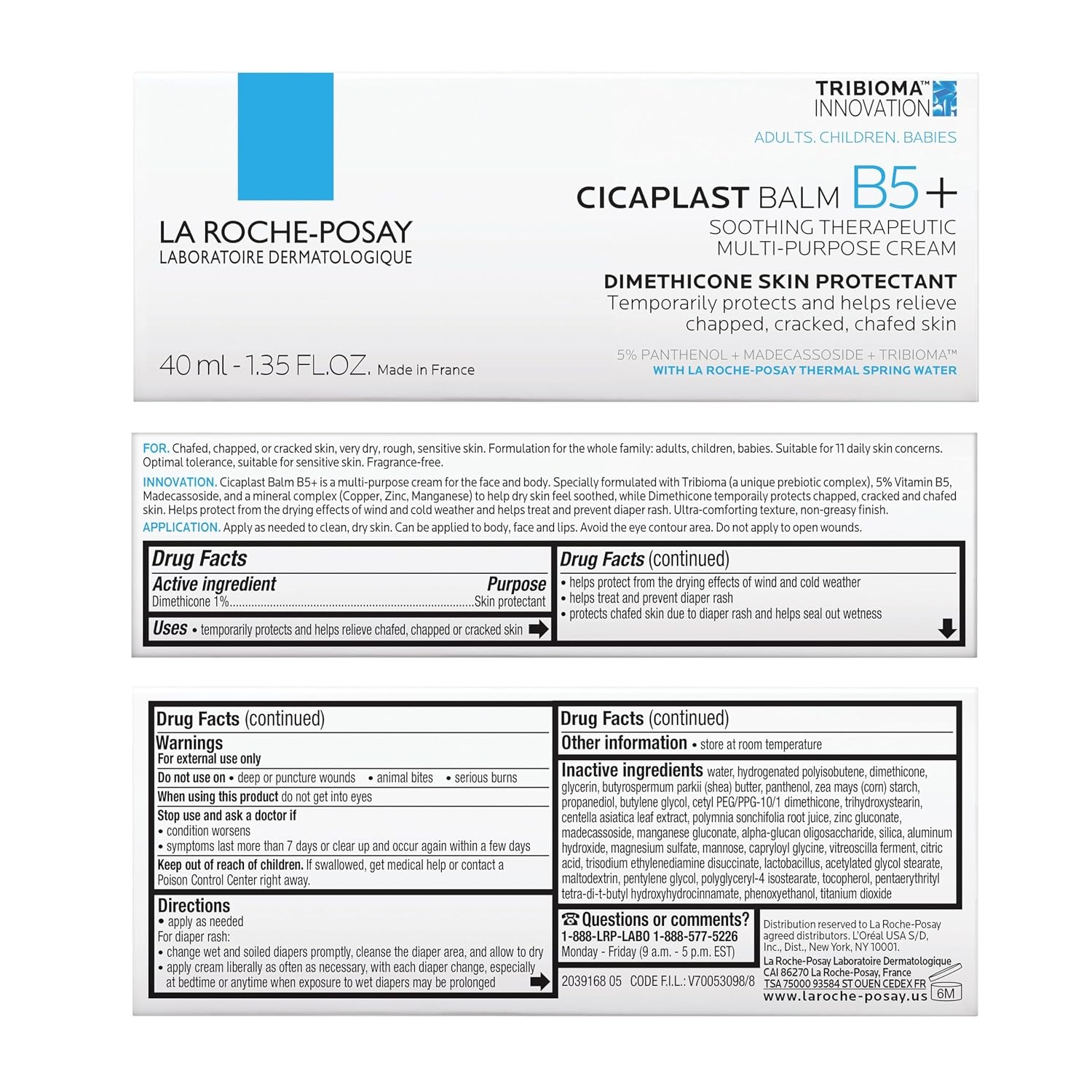 image:imageLa RochePosay Cicaplast Balm B5 Barrier Repair Cream for Dry Skin135 Fl Oz Pack of 2