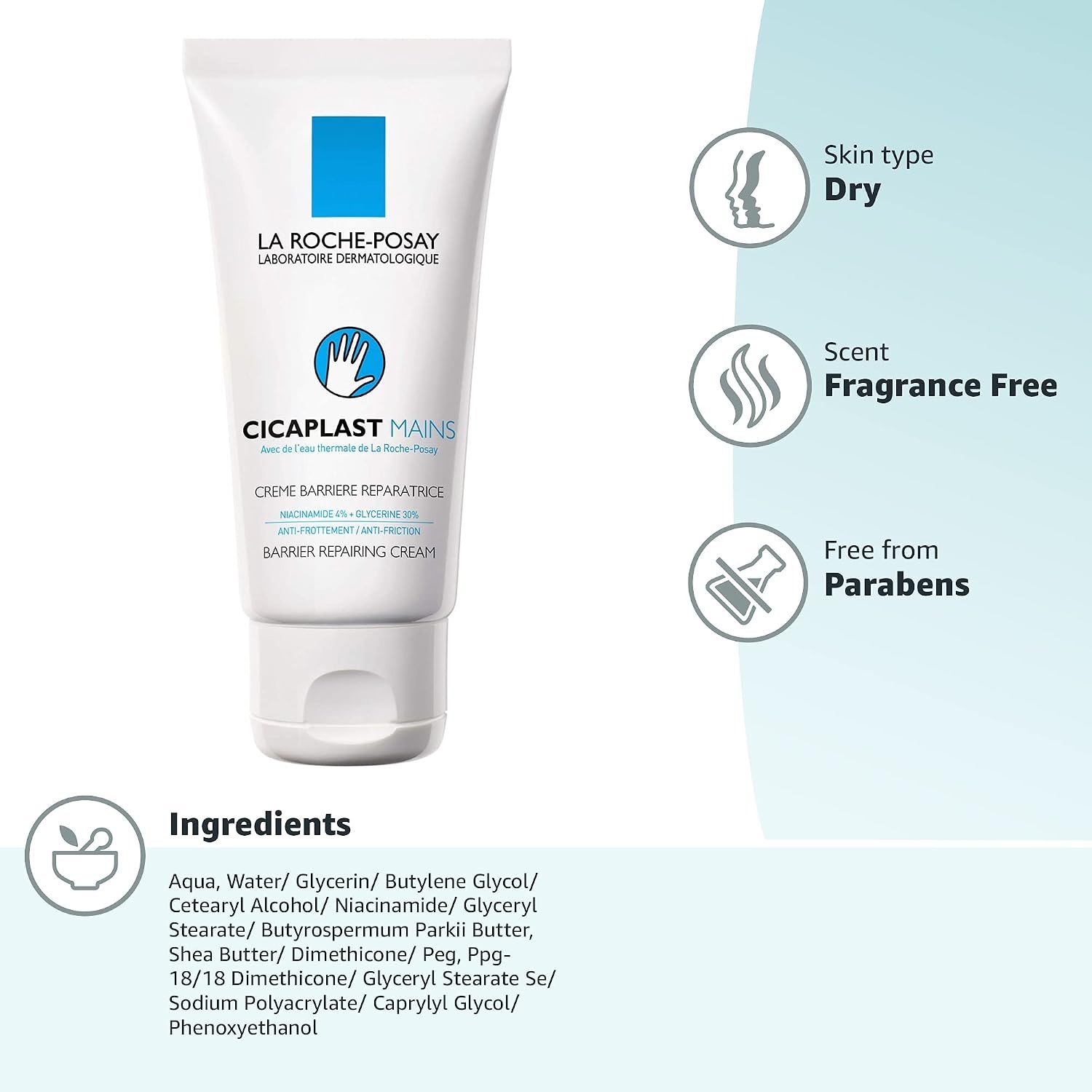 image:imageLa RochePosay Cicaplast Hand Cream with Shea Butter for Dry Hands169 Fl Oz Pack of 2