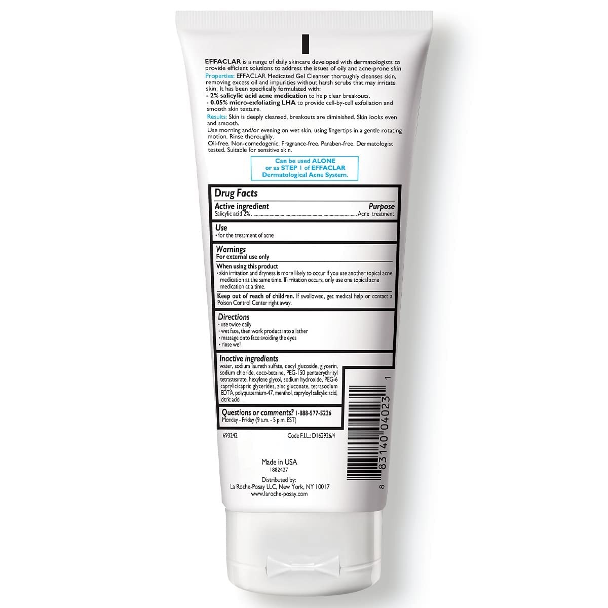 image:imageLa RochePosay Effaclar Medicated Acne Face Wash with 2 Salicylic Acid68 Fl Oz Pack of 2