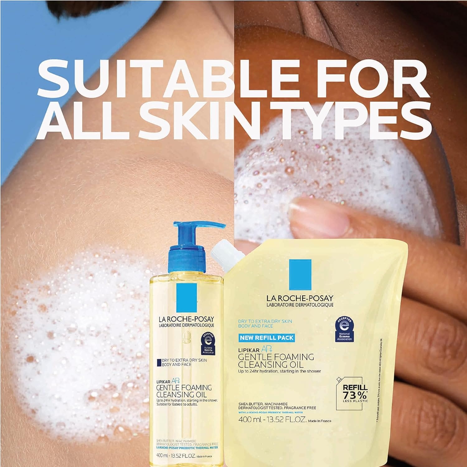 image:imageLa RochePosay Lipikar AP Gentle Foaming Cleansing Oil with Shea Butter1352 Fl Oz Pack of 1