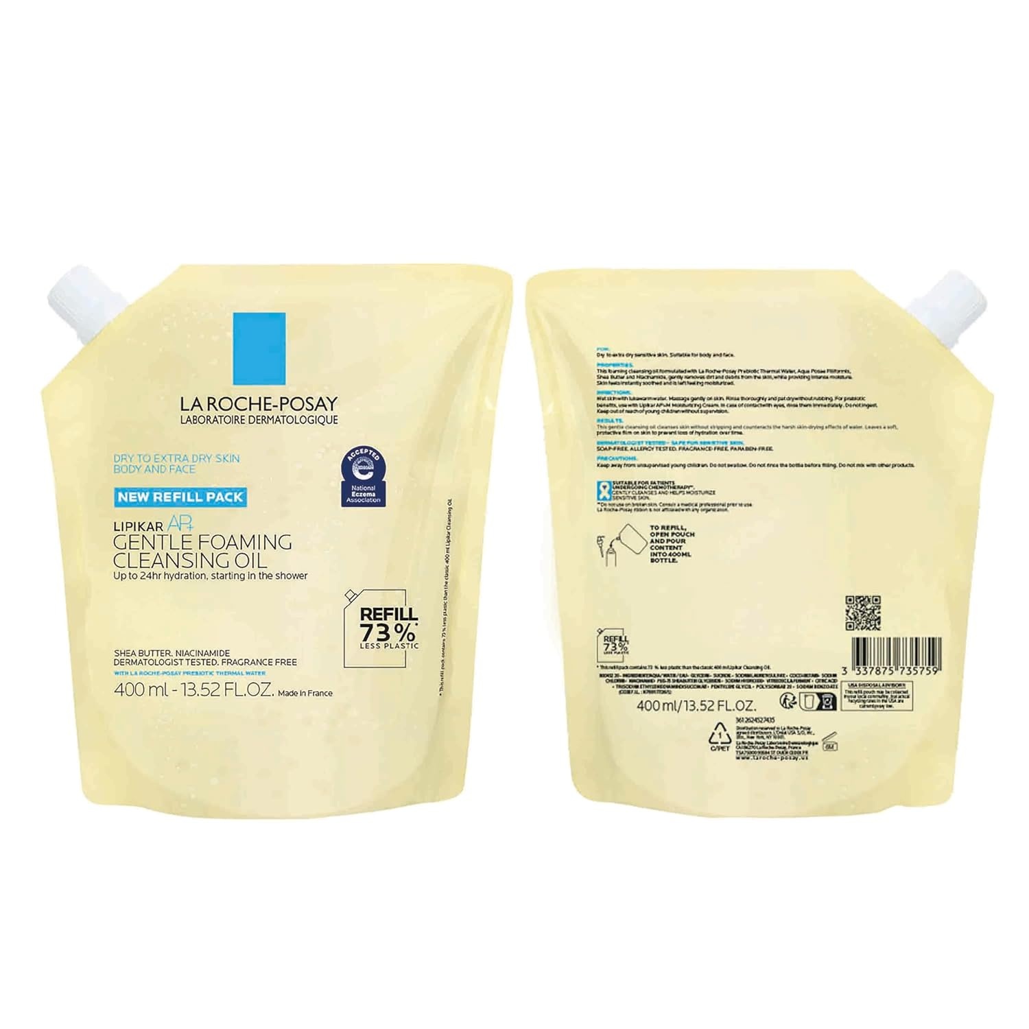 image:imageLa RochePosay Lipikar AP Gentle Foaming Cleansing Oil with Shea Butter1352 Fl Oz Pack of 1