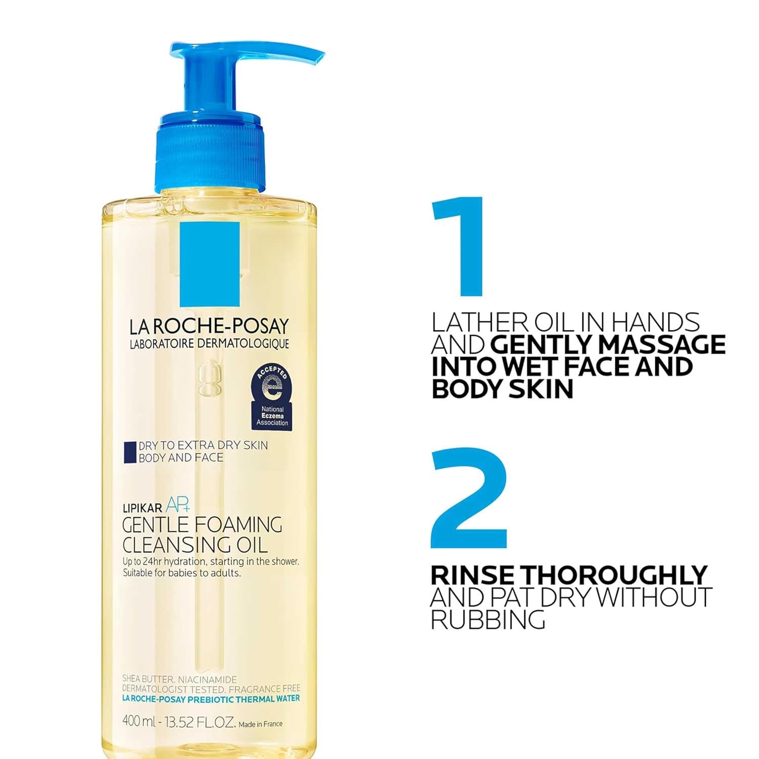 image:imageLa RochePosay Lipikar AP Gentle Foaming Cleansing Oil with Shea Butter1352 Fl Oz Pack of 2
