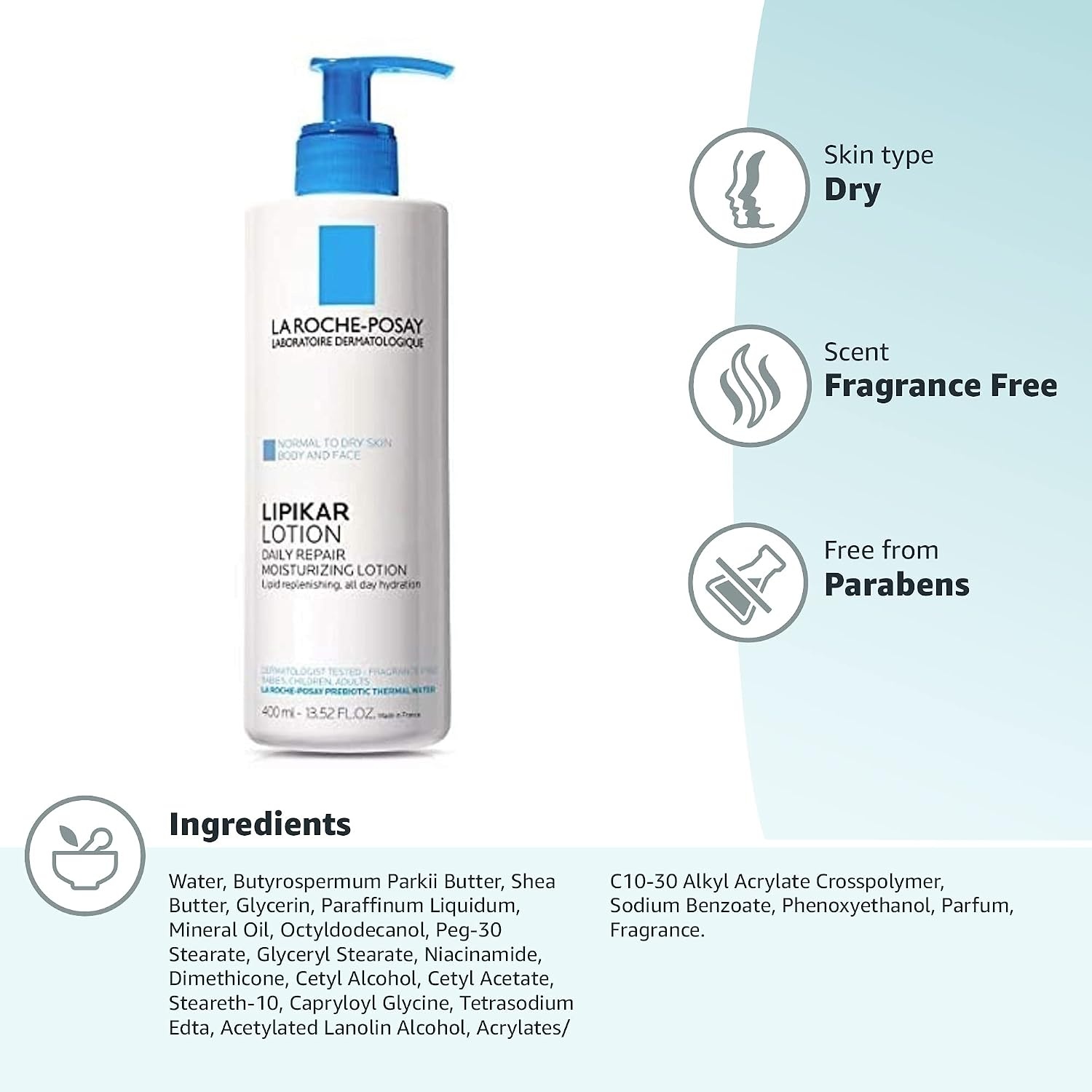 image:imageLa RochePosay Lipikar Moisturizing Body Lotion for Dry Skin Shea Butter1352 Fl Oz Pack of 2
