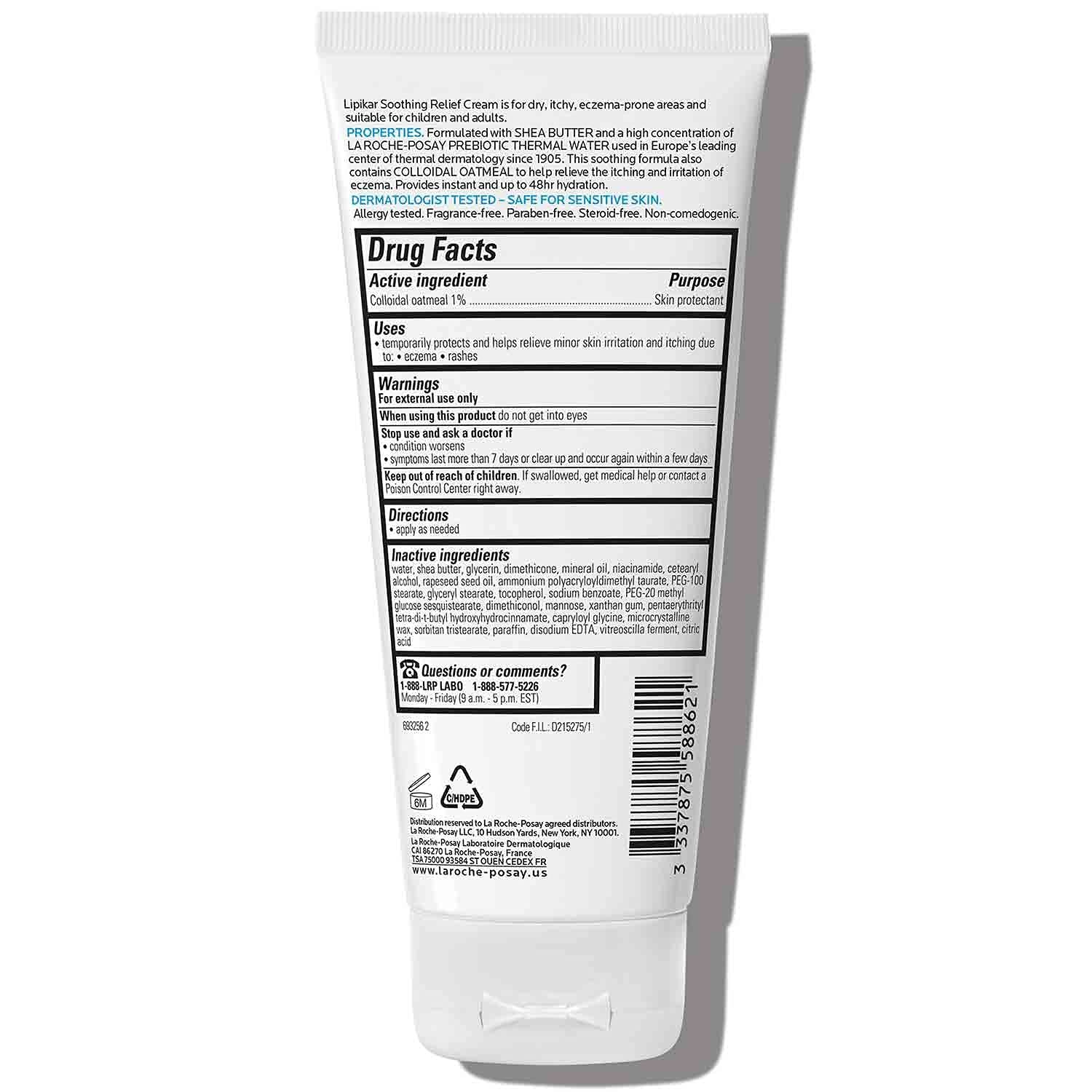 image:imageLa RochePosay Lipikar Soothing Relief Eczema Cream Sensitive Skin68 Fl Oz Pack of 1