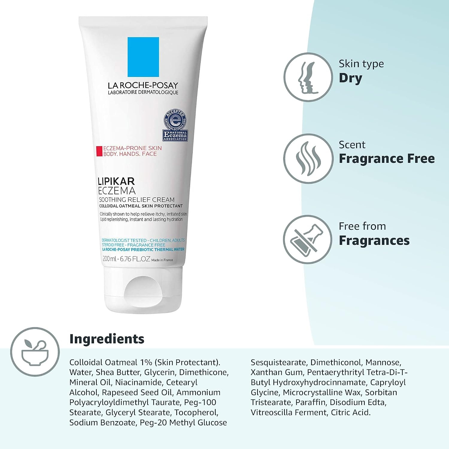 image:imageLa RochePosay Lipikar Soothing Relief Eczema Cream Sensitive Skin68 Fl Oz Pack of 1