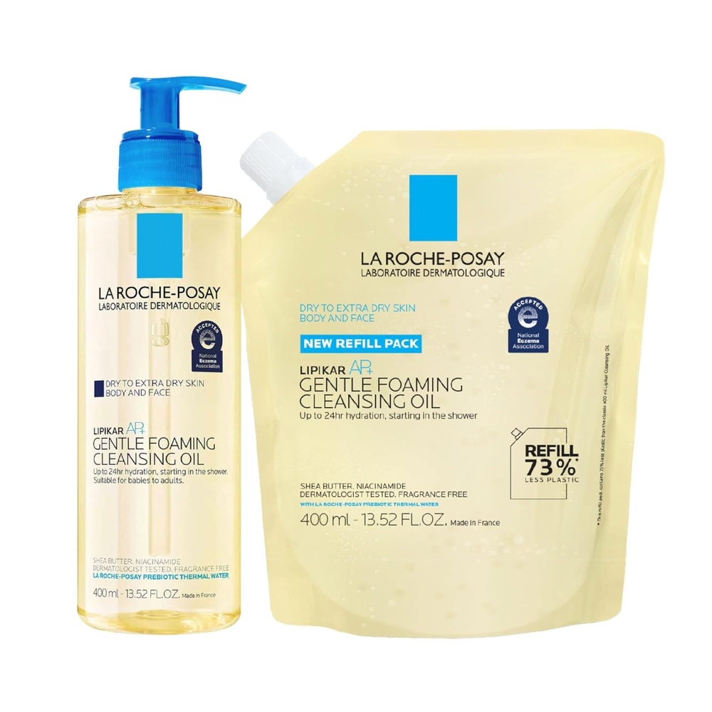 image:imageBundle of La RochePosay Lipikar AP Gentle Foaming Cleansing Oil 400ML Refill Gentle Oil Cleanser for Face and Body Formulated with Niacinamide LongLasting 24hour Hydration