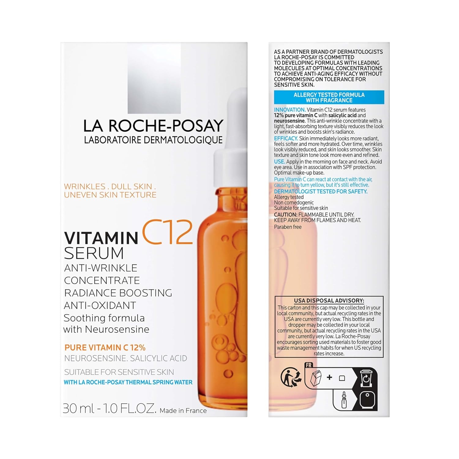 image:imageLa RochePosay Pure 12 Vitamin C Serum For Face With Hyaluronic Acid amp Salicylic Acid Hydrating Face Serum Boost Radiance amp Reduce Wrinkles 2 Formulas for Normal or Oily Skin ControlVitamin C UV Tone Chemical SPF 50