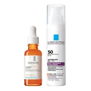 La Roche-Posay Pure 12% Vitamin C Serum For Face With Hyaluronic Acid & Salicylic Acid, Hydrating Face Serum, Boost Radiance & Reduce Wrinkles, 2 Formulas for Normal or Oily Skin Control(Vitamin C + UV Tone Chemical SPF 50)