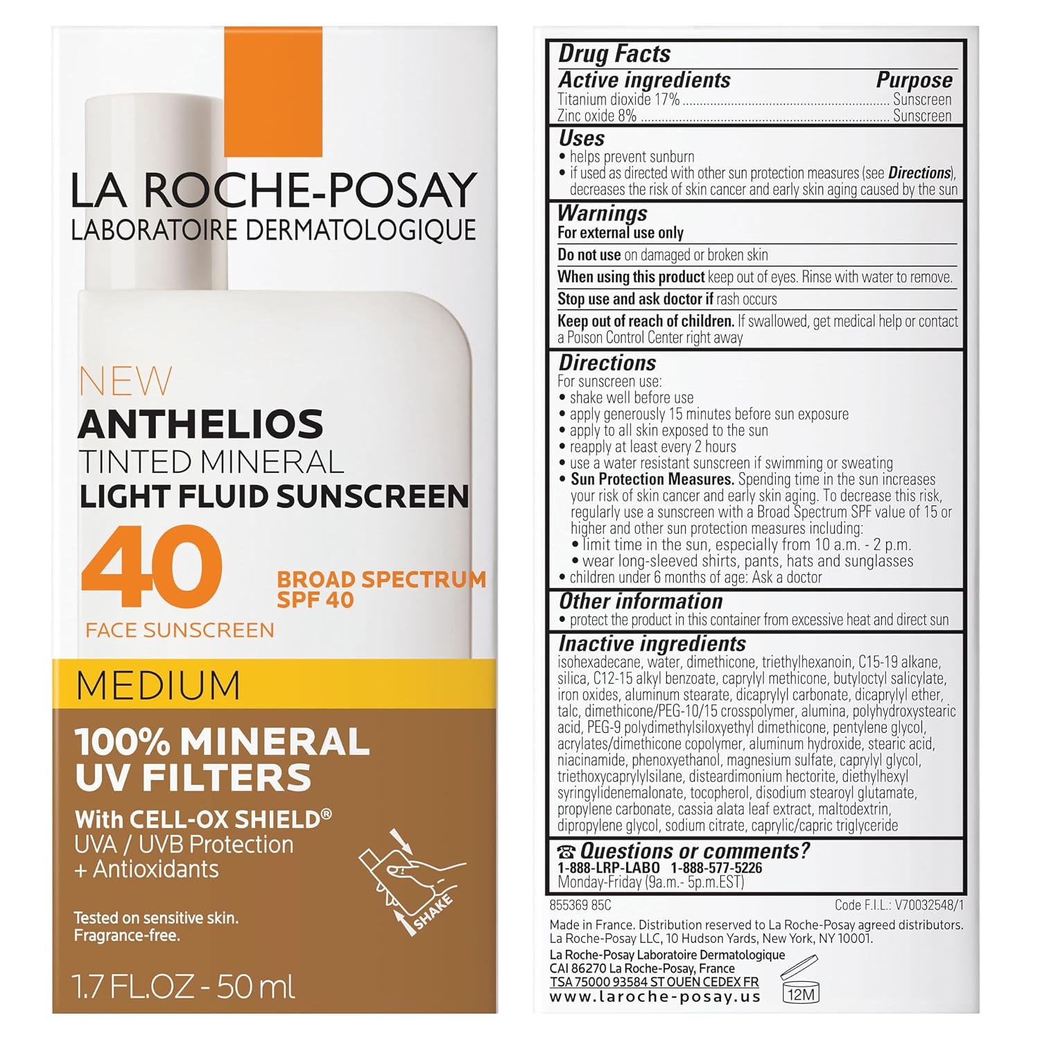image:imageLa RochePosay Anthelios Mineral Light Fluid Sunscreen for Face in 5 shadesMedium
