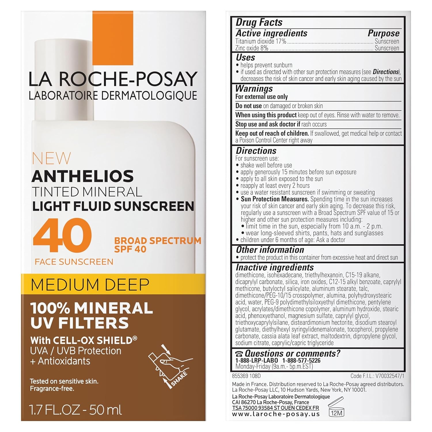 image:imageLa RochePosay Anthelios Mineral Light Fluid Sunscreen for Face in 5 shadesMediumDeep