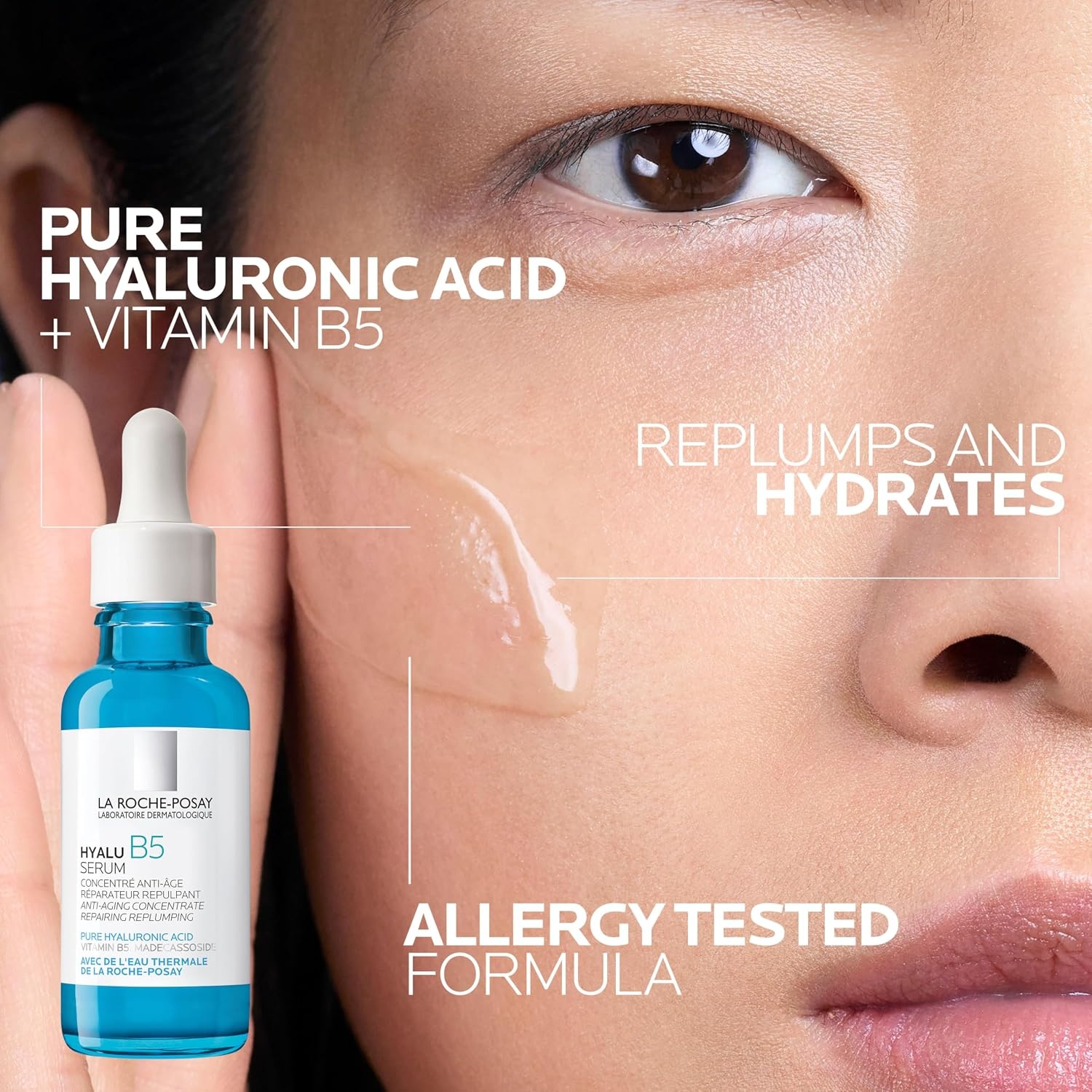 image:imageLa RochePosay Hyalu B5 Pure Hyaluronic Acid Serum for Face Vitamin B5 Hyaluronic Acid Madecassoside Hydrating Serum Visibly Plumps Skin Sensitive Skin Safe Anti Aging OilFree202 Fl Oz Pack of 2