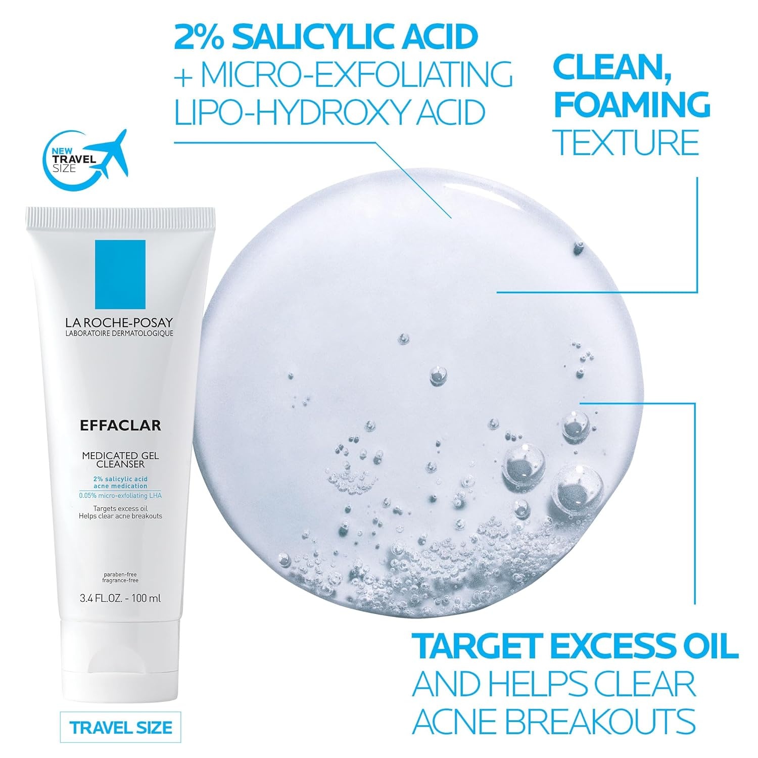 image:imageLa RochePosay Effaclar Medicated Acne Face Wash with Salicylic Acid295 Fl Oz Pack of 2