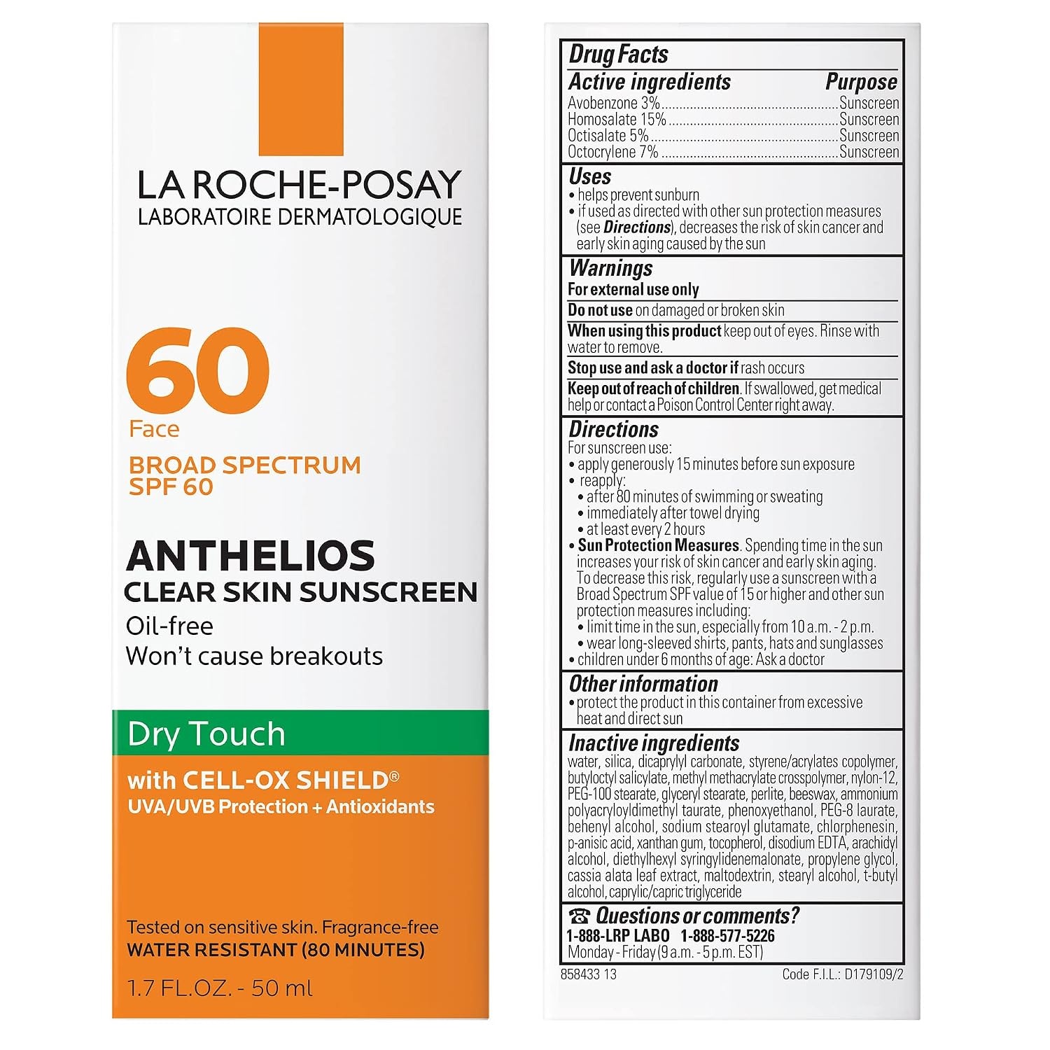 image:imageLa RochePosay Anthelios Clear Skin Dry Touch Sunscreen for Face SPF 6017 Fl Oz Pack of 1