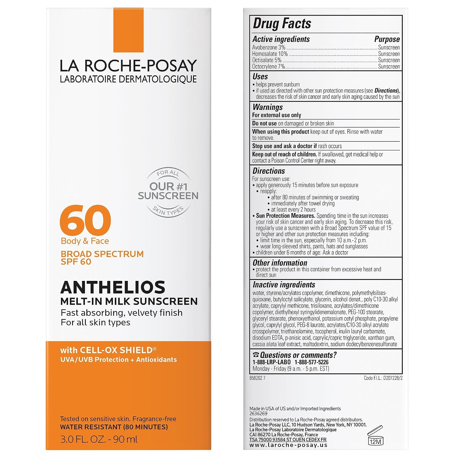 image:imageLa RochePosay Anthelios MeltIn Milk Sunscreen for Face amp Body SPF 603 Fl Oz Pack of 1