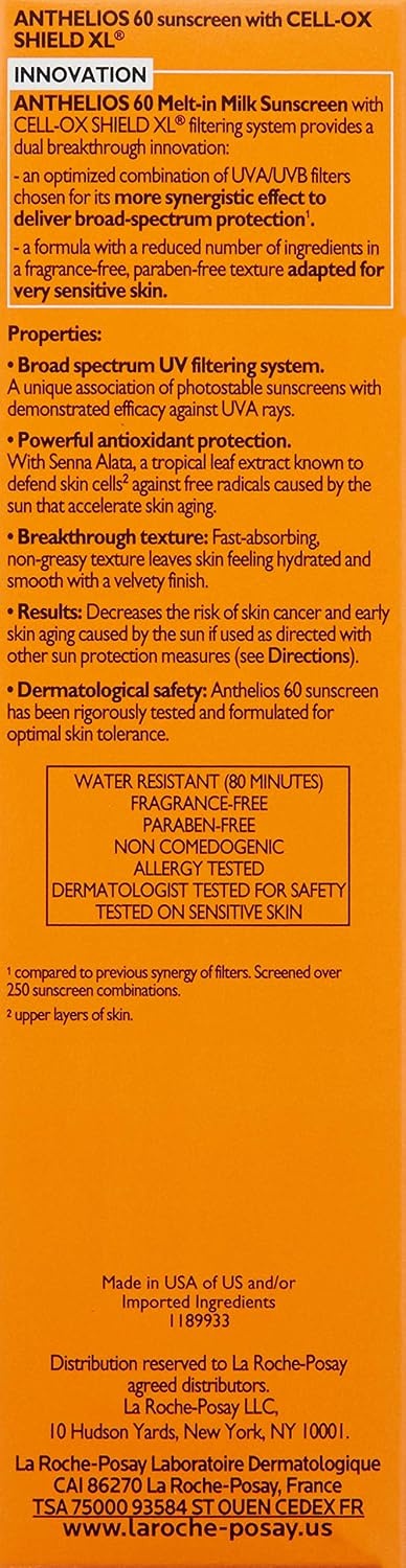 image:imageLa RochePosay Anthelios MeltIn Milk Sunscreen for Face amp Body SPF 603 Fl Oz Pack of 1