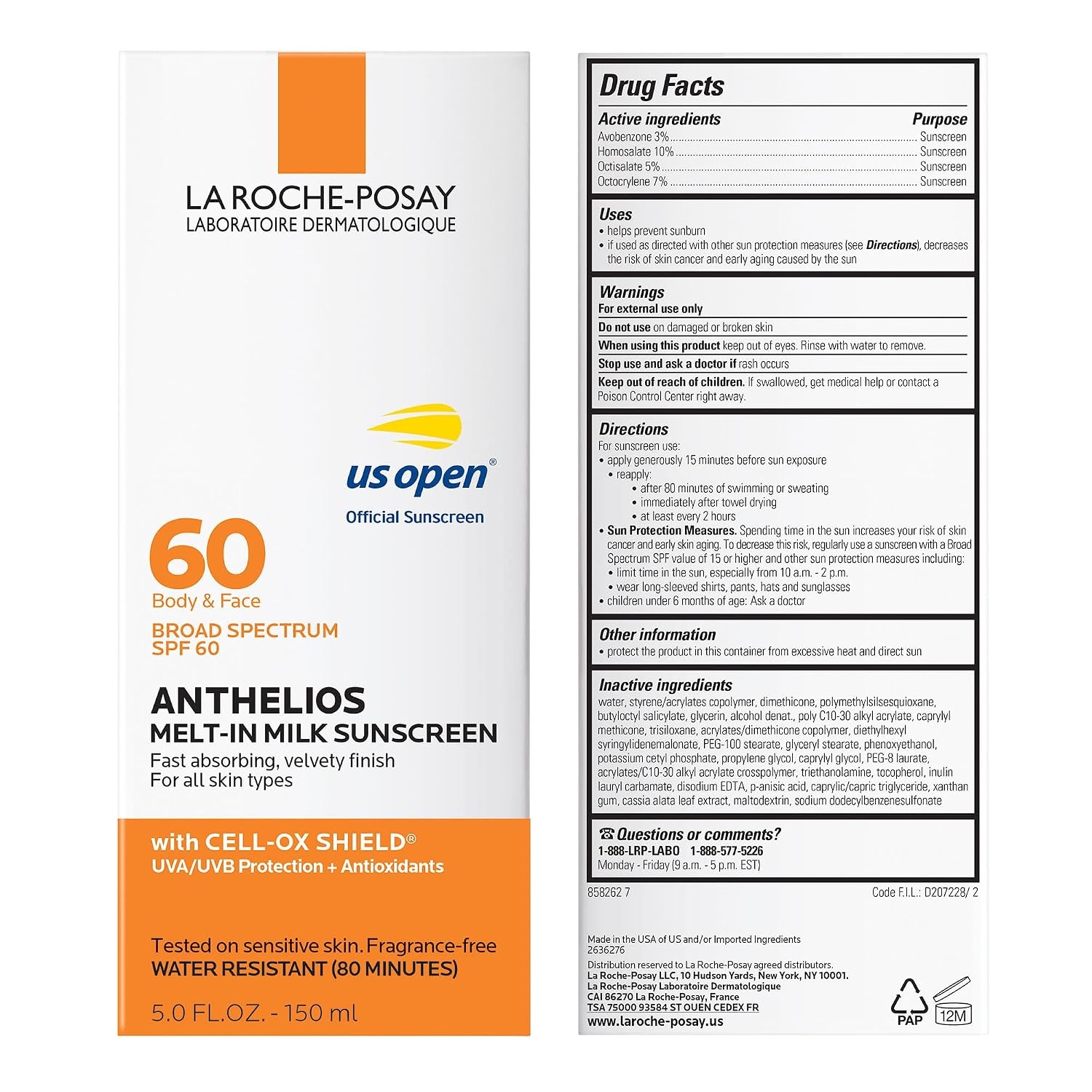 image:imageLa RochePosay Anthelios MeltIn Milk Sunscreen for Face amp Body SPF 605 Fl Oz Pack of 1
