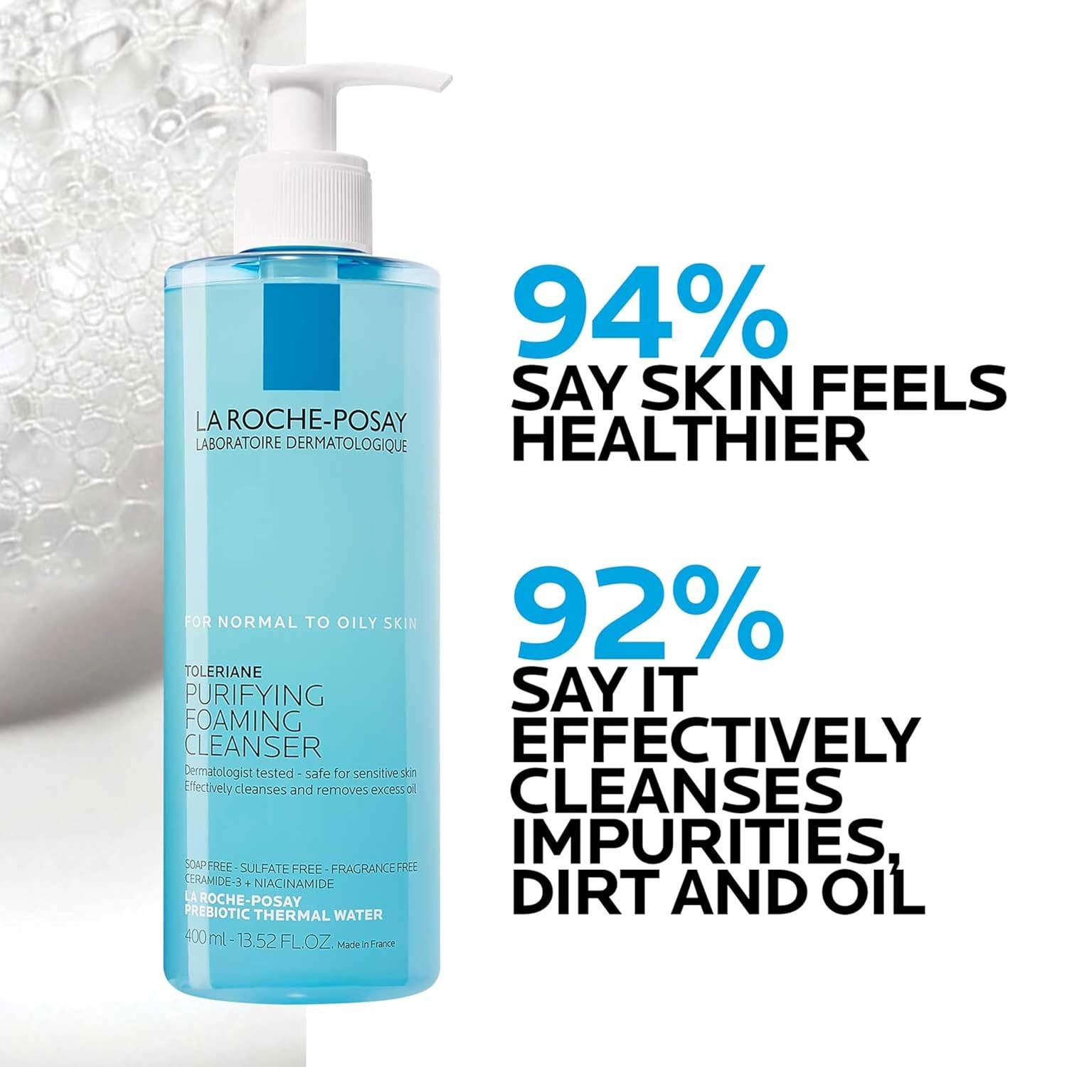 image:imageLa RochePosay Toleriane Purifying Foaming Facial Cleanser with Niacinamide1352 Fl Oz Pack of 1