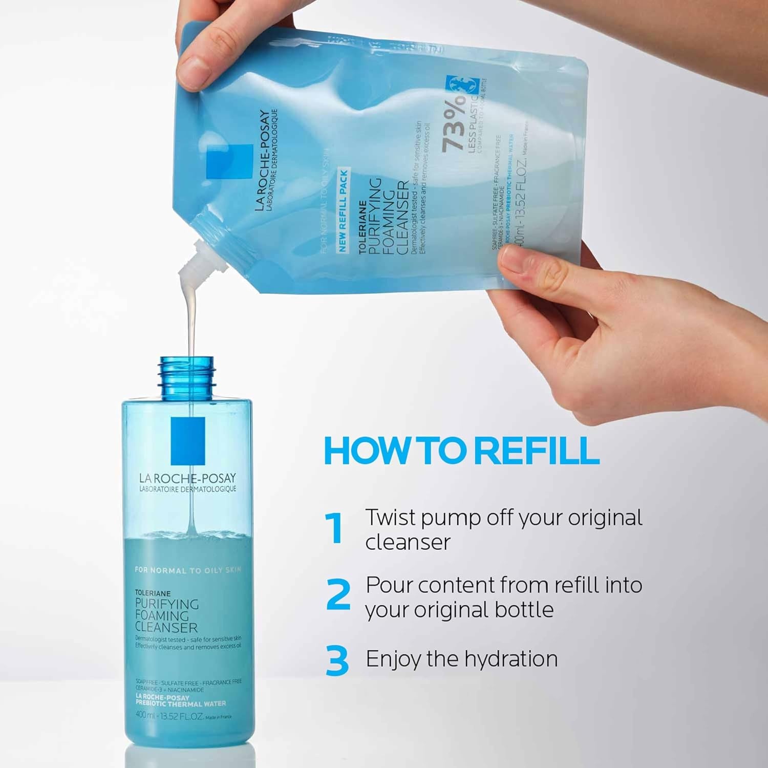 image:imageLa RochePosay Toleriane Purifying Foaming Facial Cleanser with Niacinamide1352 Fl Oz Pack of 2