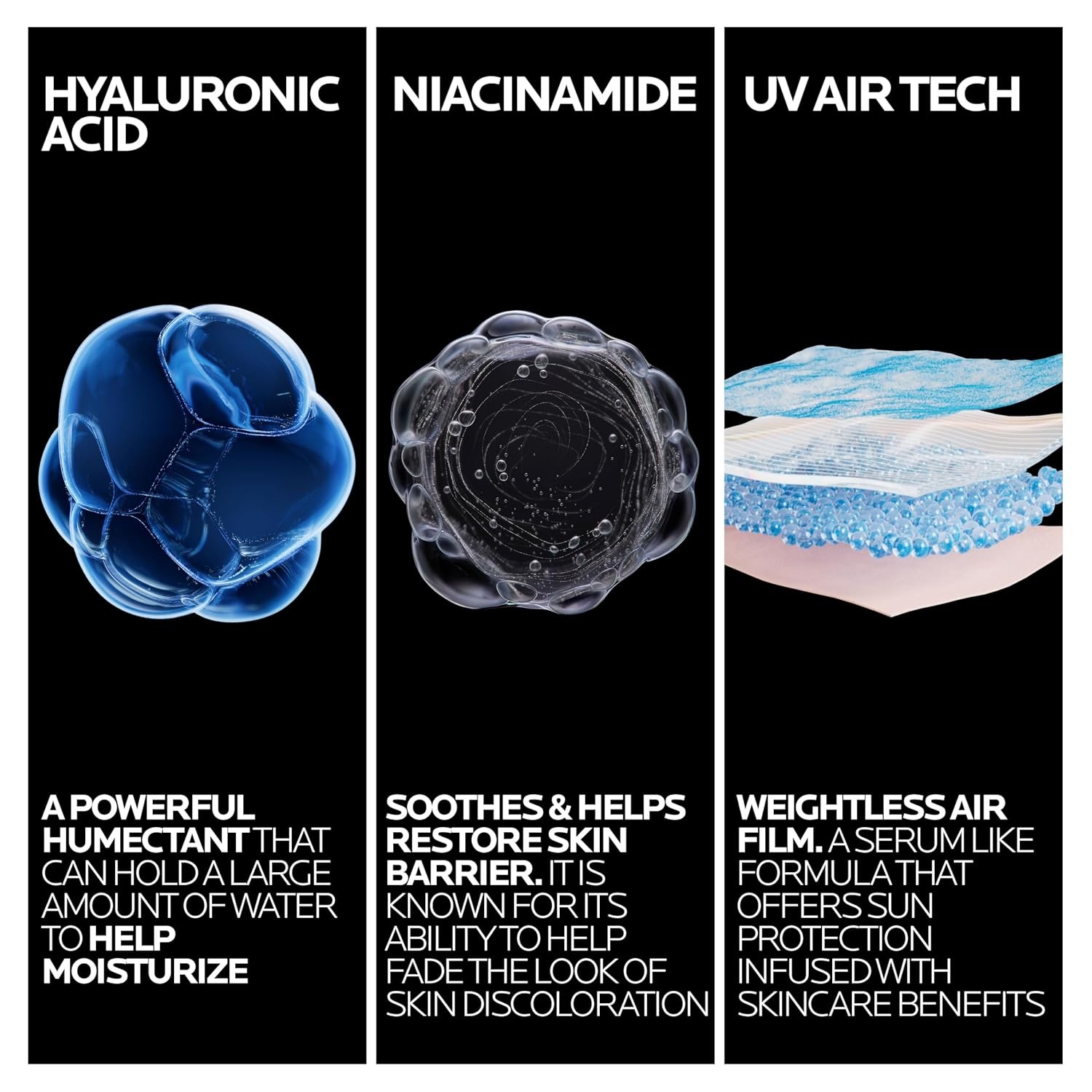 image:imageLa RochePosay Anthelios UVAir Sunscreen Serum SPF 50 with hyaluronic acidChemical