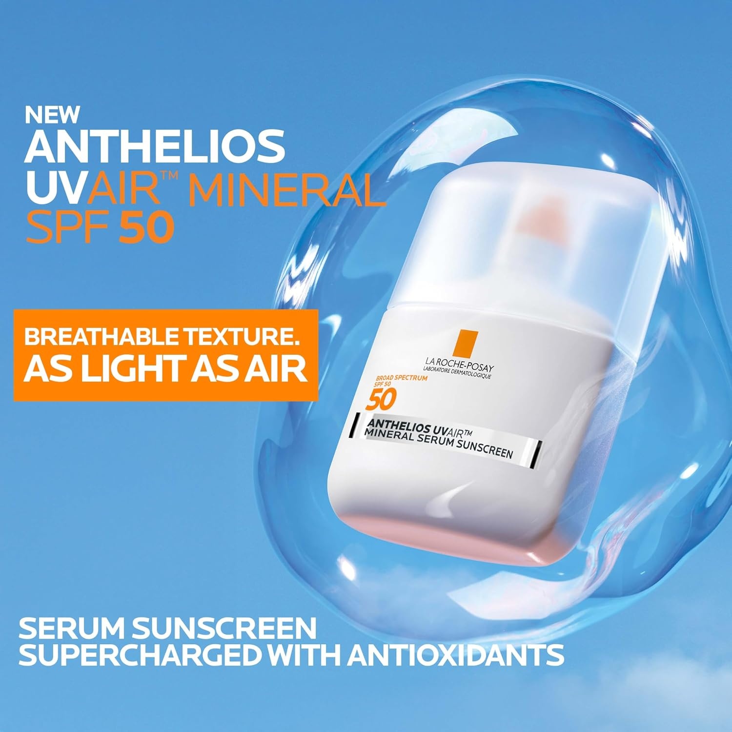 image:imageLa RochePosay Anthelios UVAir Sunscreen Serum SPF 50 with hyaluronic acidMineral