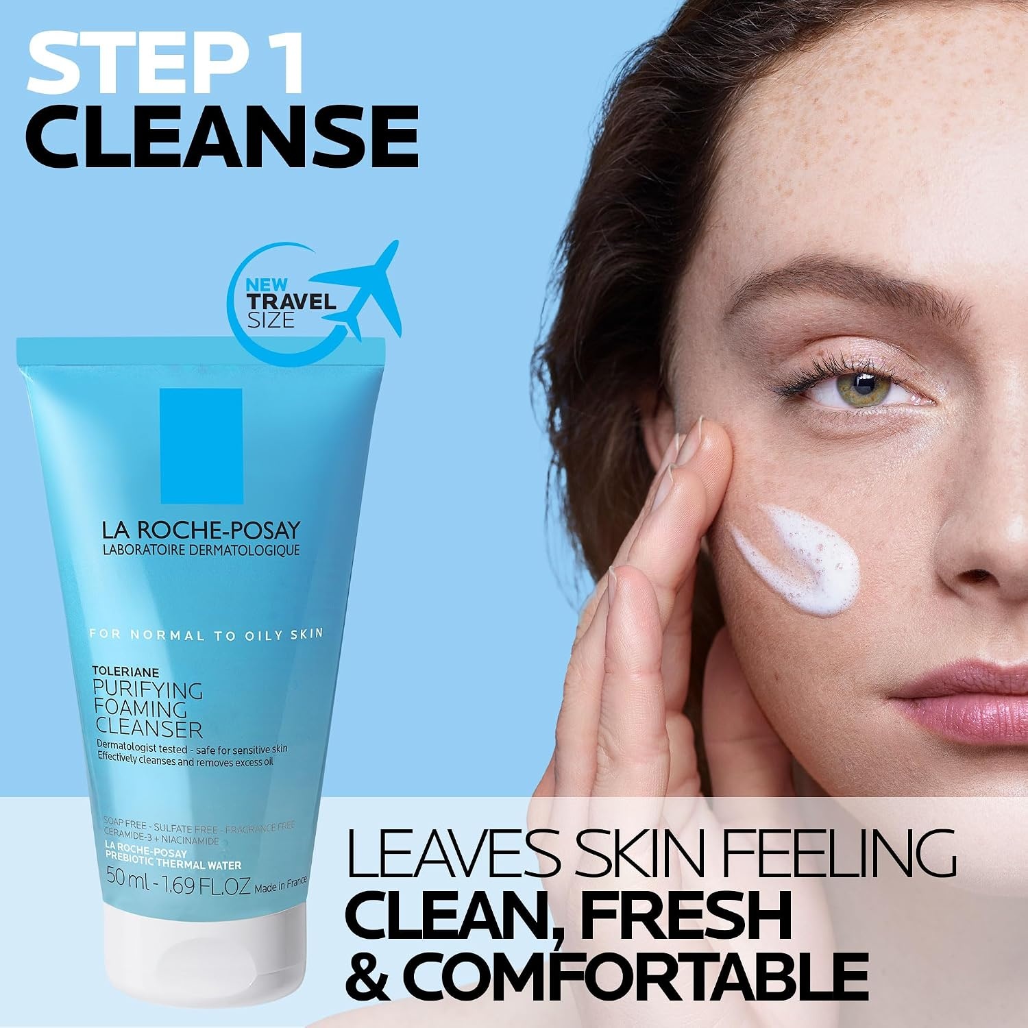 image:imageLa RochePosay Toleriane Skin Care Set Face Moisturizer amp Face Wash254 Fl Oz Pack of 2