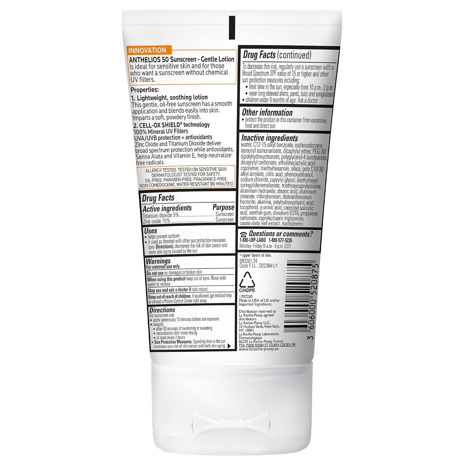 image:imageLa RochePosay Anthelios Mineral Sunscreen SPF 50 Gentle LotionSPF 50