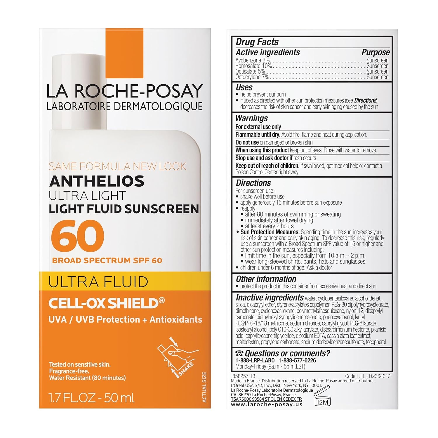 image:imageLa RochePosay Anthelios Ultra Light Fluid Sunscreen for Face SPF 60 17oz