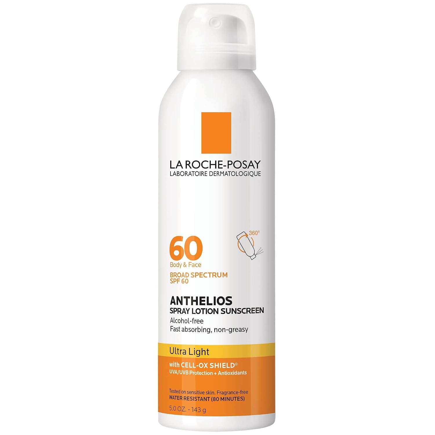 image:imageLa RochePosay Anthelios UltraLight Sunscreen Spray Lotion SPF 60 Spray Sunscreen For Face amp Body Broad Spectrum SPF Antioxidants Oil Free Alcohol Free Water Resistant 80 Min 5 Fl Oz