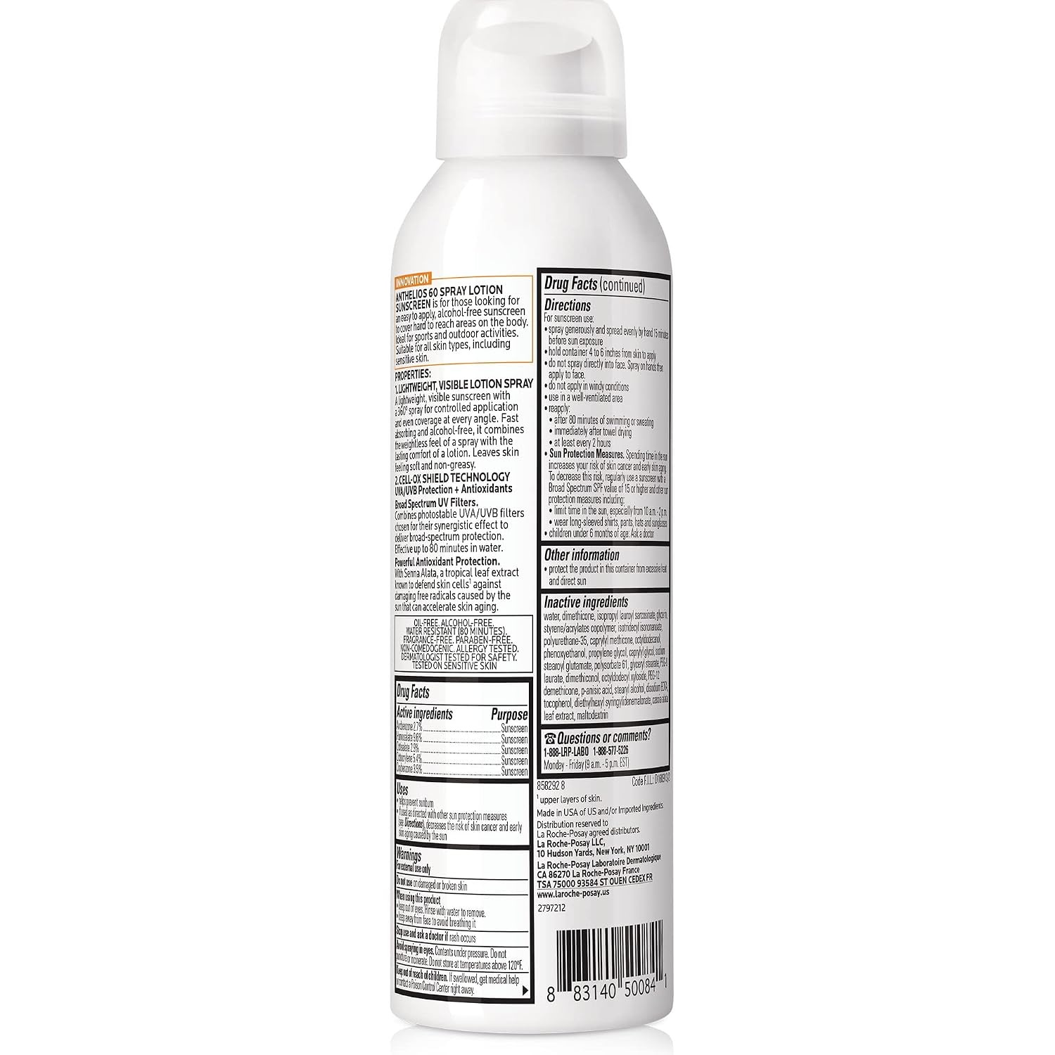 image:imageLa RochePosay Anthelios UltraLight Sunscreen Spray Lotion SPF 60 Spray Sunscreen For Face amp Body Broad Spectrum SPF Antioxidants Oil Free Alcohol Free Water Resistant 80 Min 5 Fl Oz