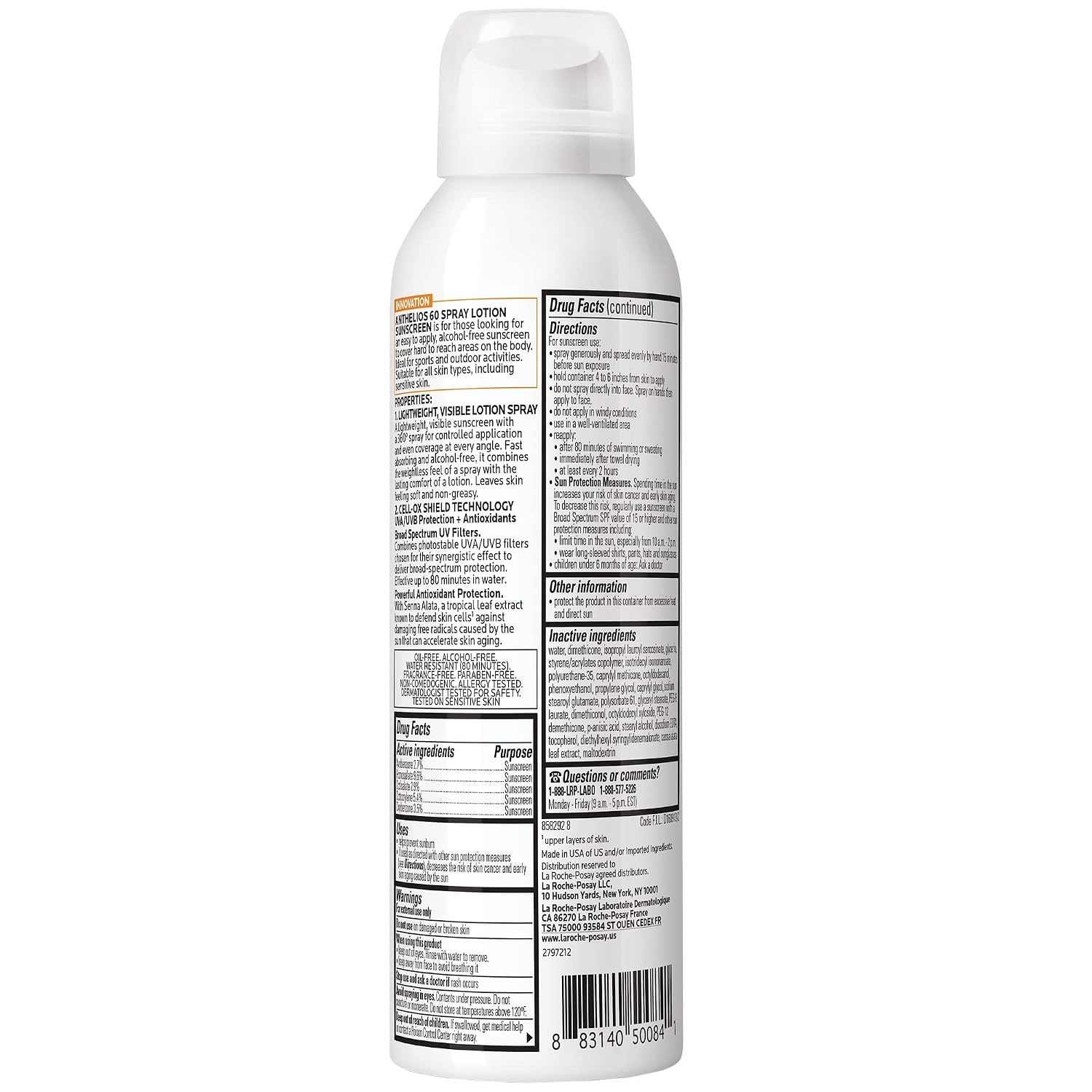 image:imageLa RochePosay Anthelios UltraLight Sunscreen Spray Lotion SPF 60 Spray Sunscreen For Face amp Body Broad Spectrum SPF Antioxidants Oil Free Alcohol Free Water Resistant 80 Min 5 Fl Oz