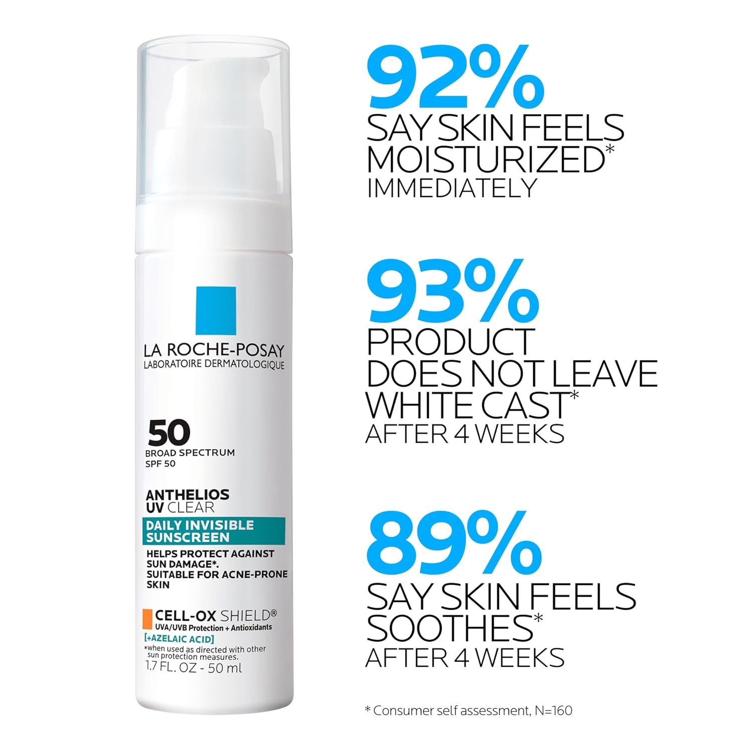 image:imageBundle of La RochePosay Effaclar Salicylic Acid Treatment to Minimize Pores Clear Acne Blemishes and Post Acne Marks Anthelios UV Clear Sunscreen SPF 50 Daily Sunscreen for Face with Azelaic Acid