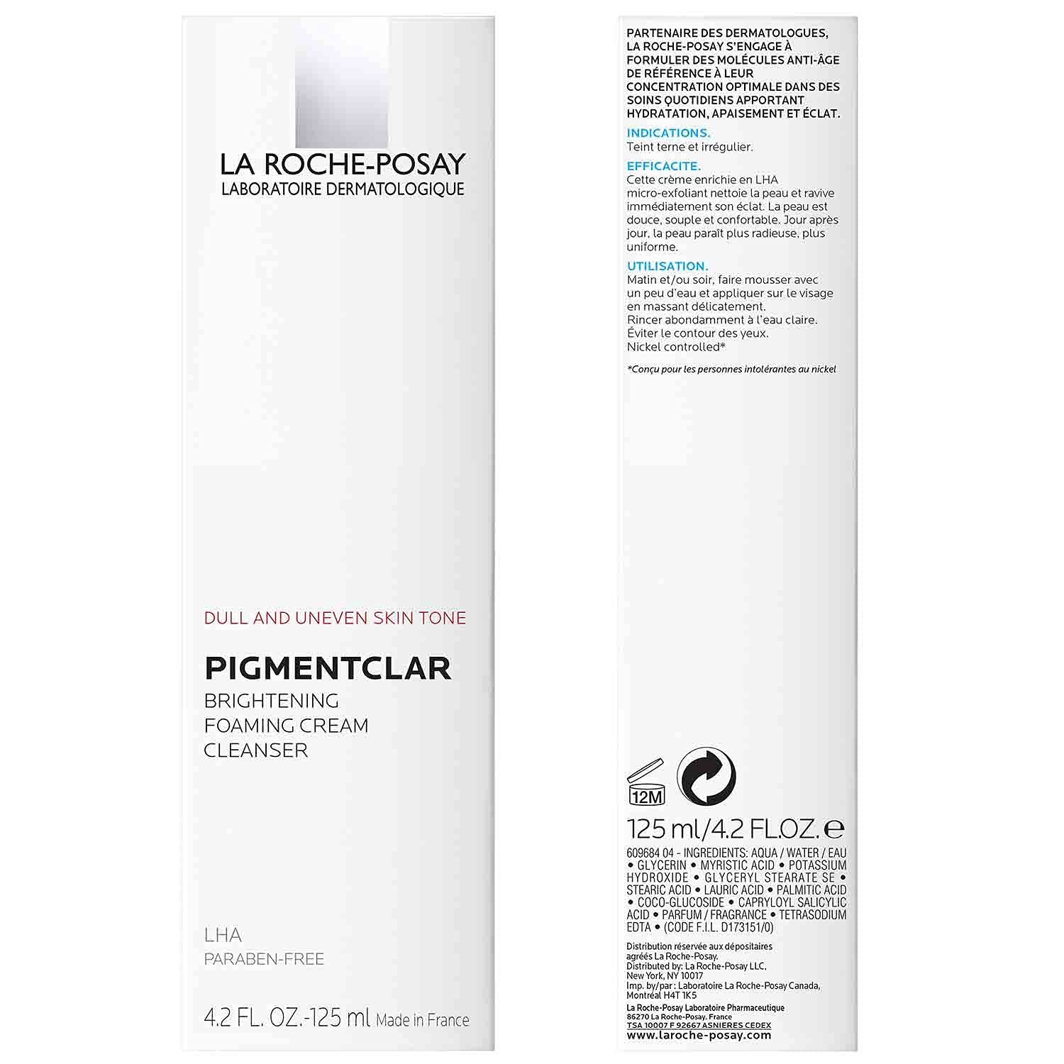image:imageLa RochePosay Pigmentclar Brightening Face Cleanser Exfoliating Face Wash with LHAs Dark Spot Remover and Skin Tone Brightening Fragrance Free Foaming Cream Cleanser