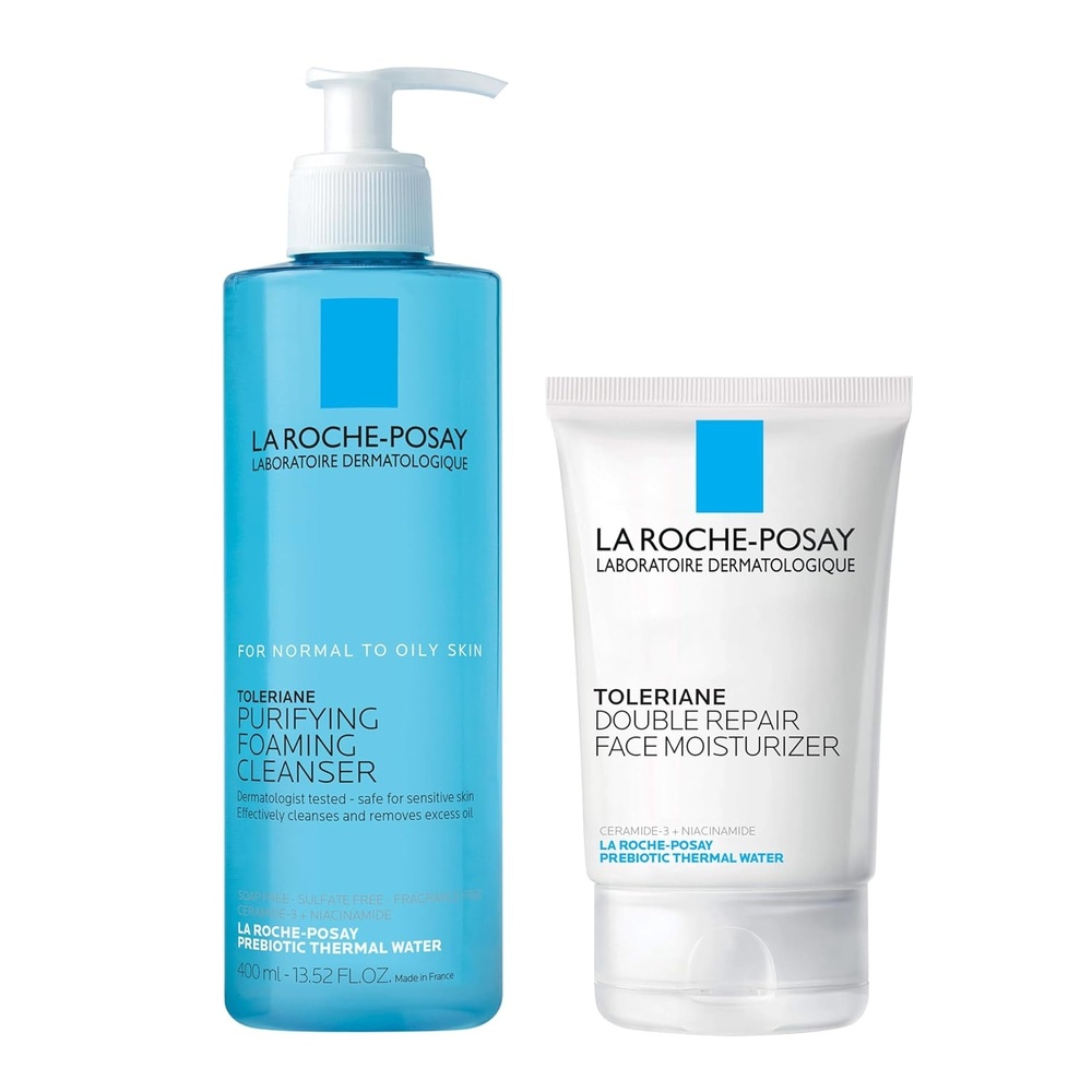 image:imageBundle of La RochePosay Toleriane Purifying Foaming Facial Cleanser  Toleriane Double Repair Face Moisturizer