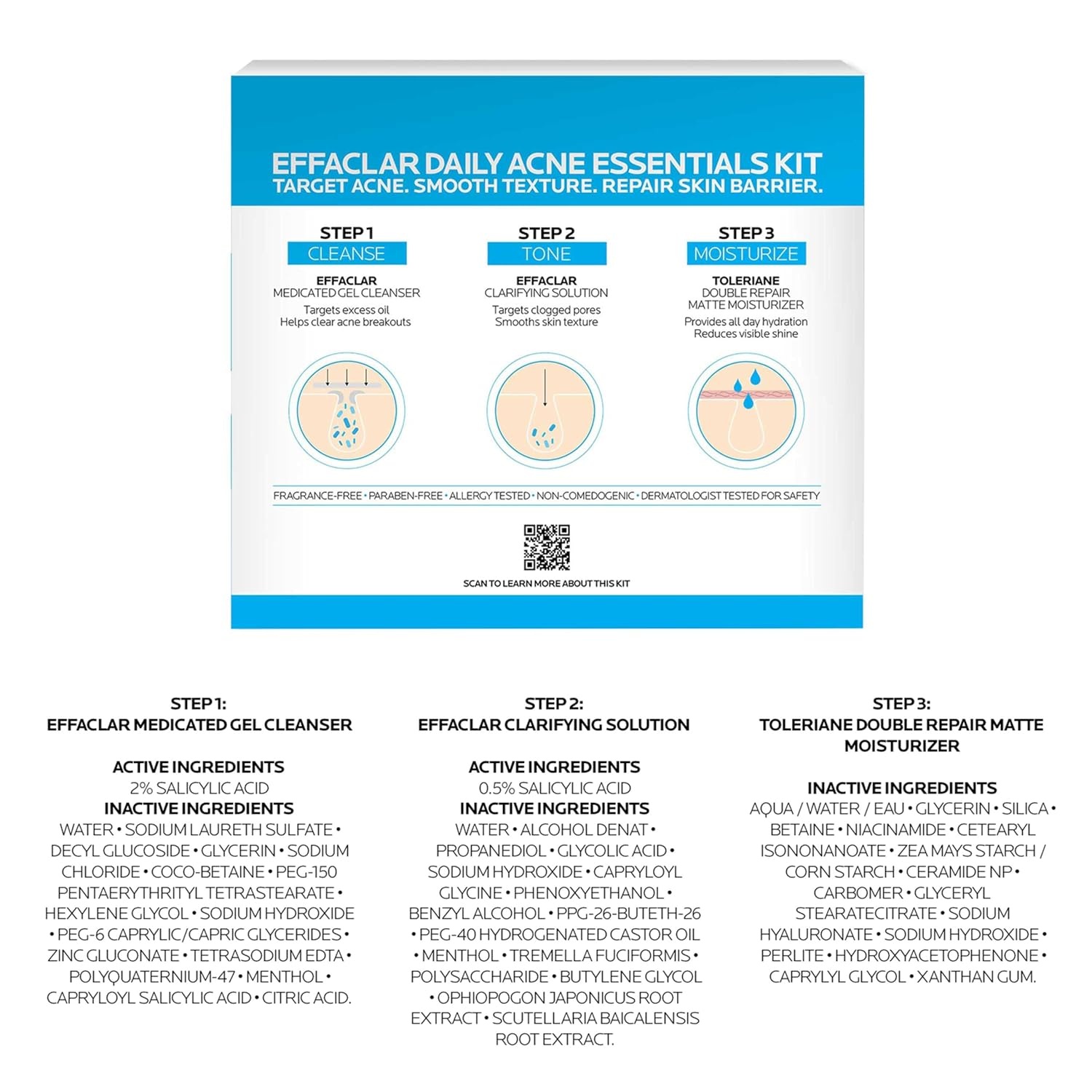 image:imageLa RochePosay Effaclar Daily Acne Kit with Cleanser Toner amp Moisturizer
