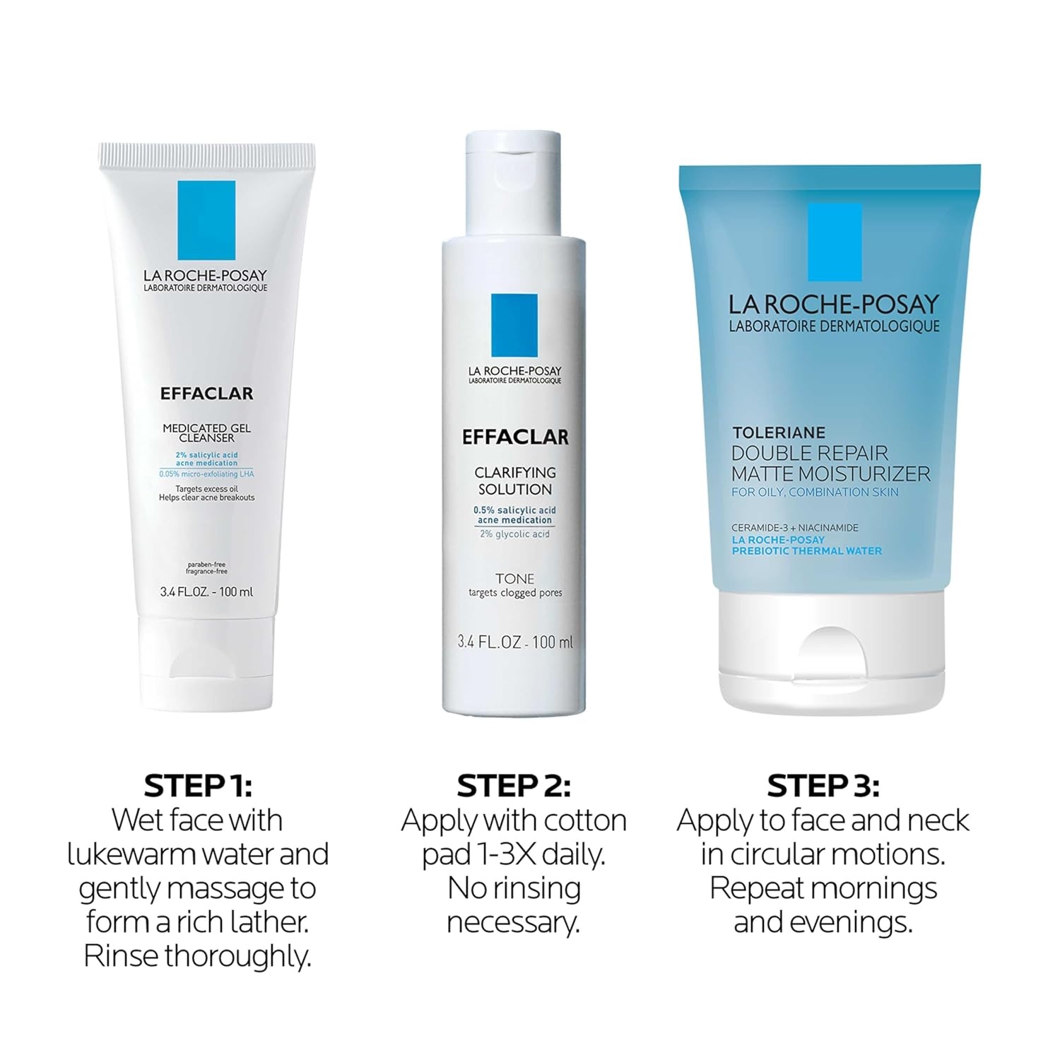 image:imageLa RochePosay Effaclar Daily Acne Kit with Cleanser Toner amp Moisturizer