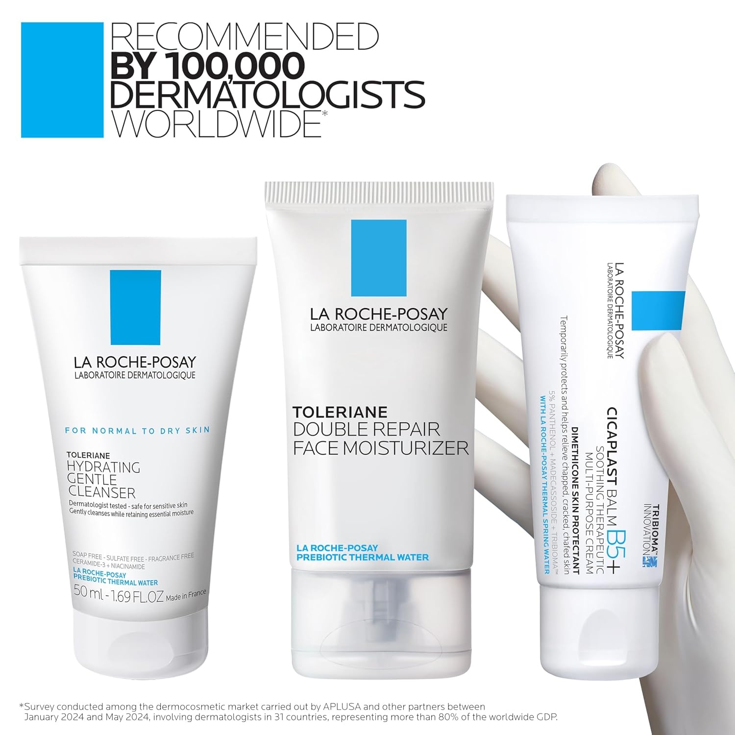 image:imageLa RochePosay Dry Skin Saver Gift Set with Toleriane Hydrating Gentle Cleanser Face Wash 50ml Double Repair Face Moisturizer 40ml amp Cicaplast B5 40ml Travel Size Face Cleanser amp Face Lotion Set