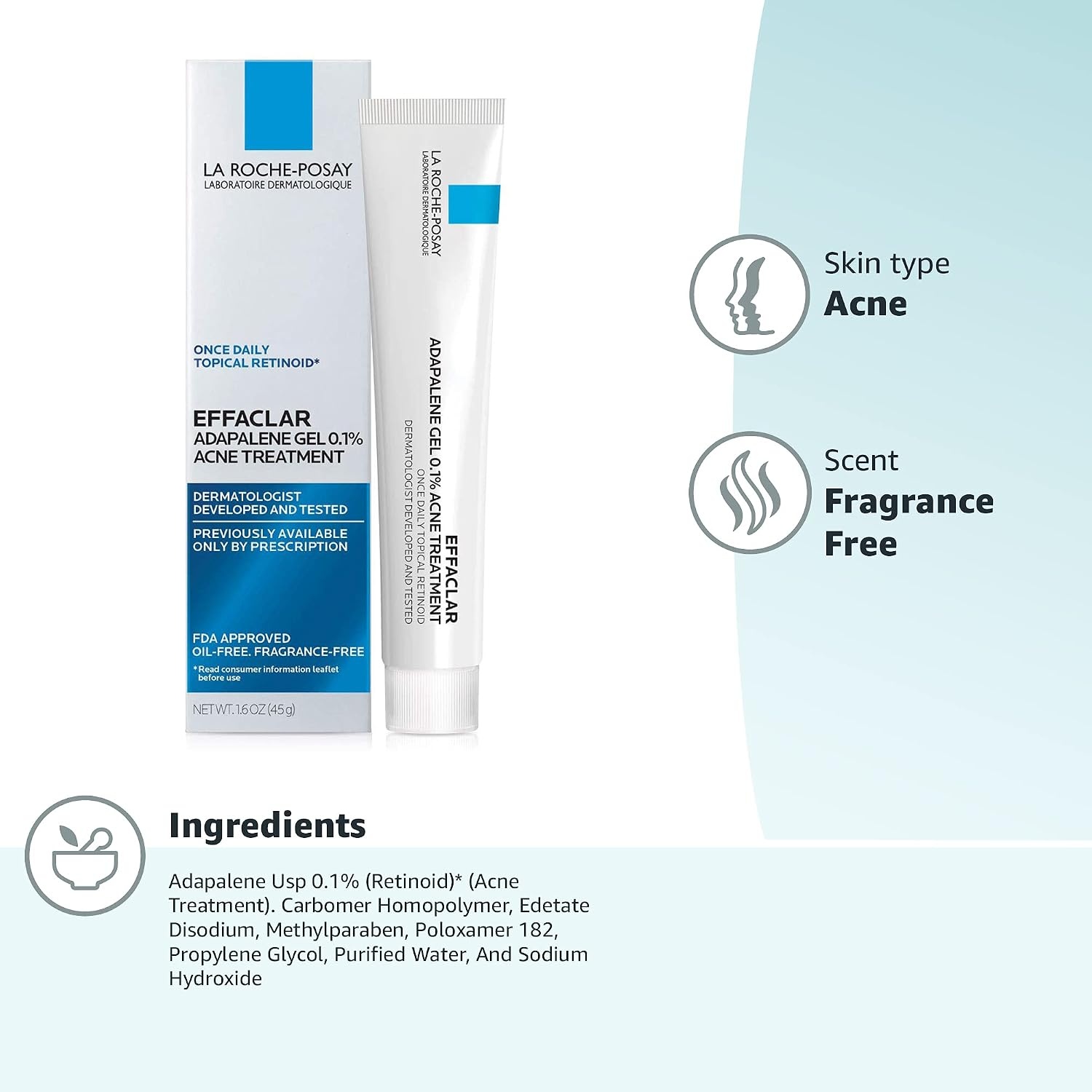 image:imageLa RochePosay Effaclar Adapalene Gel 01 Acne Treatment 16oz