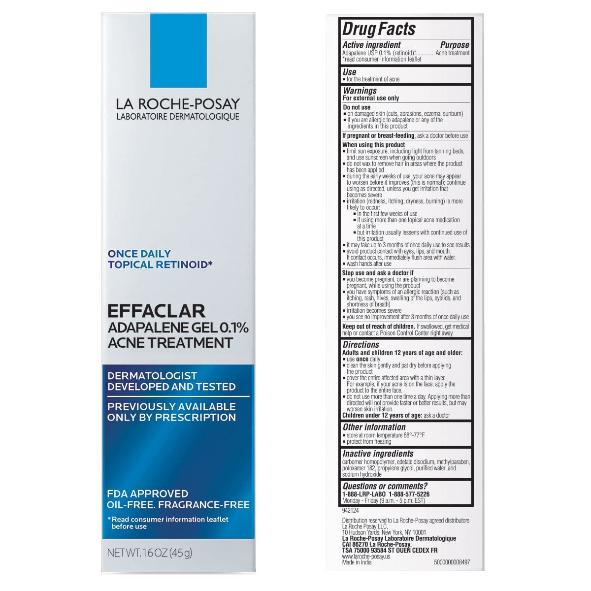 image:imageLa RochePosay Effaclar Adapalene Gel 01 Acne Treatment 16oz