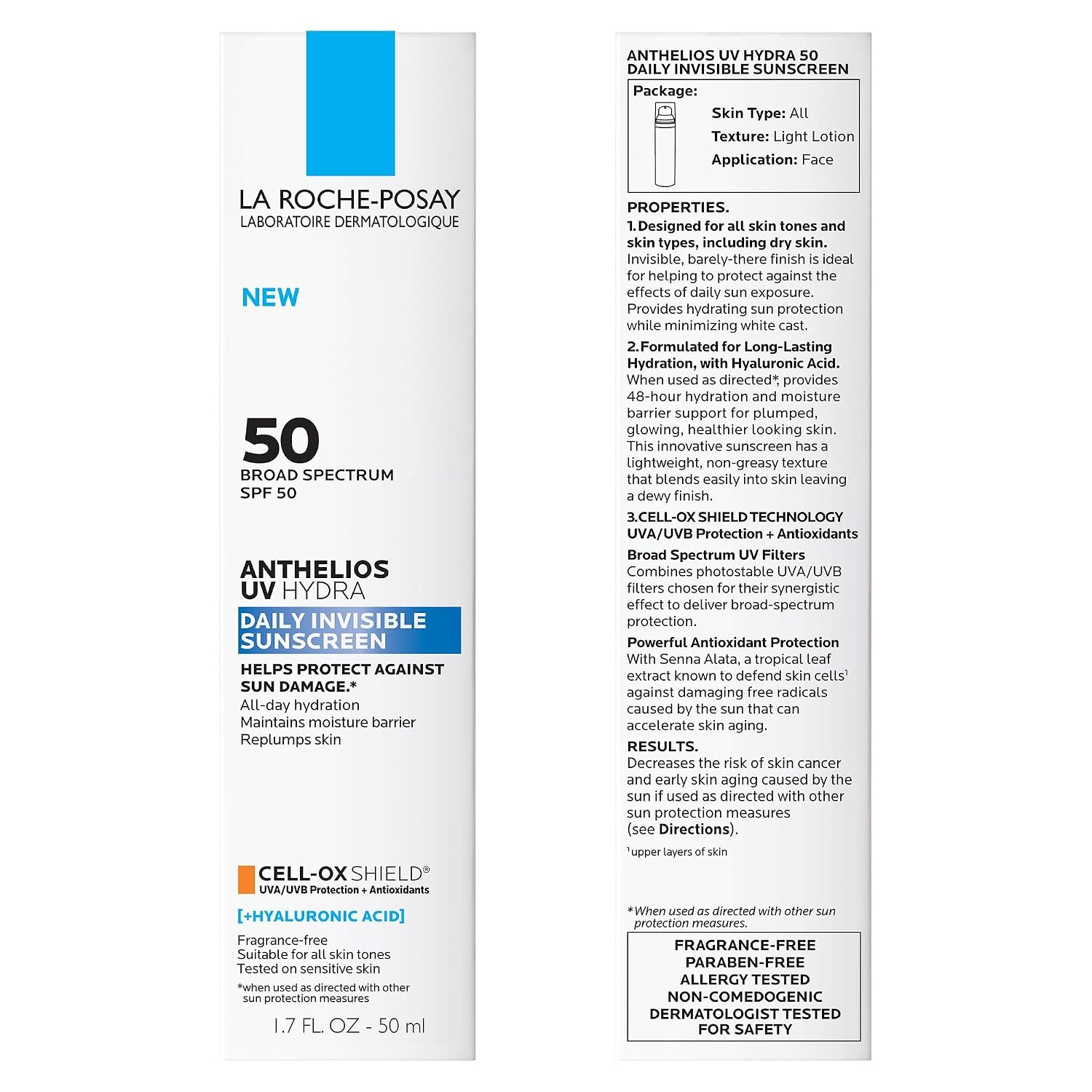 image:imageBundle of La RochePosay Hyalu B5 Pure Hyaluronic Acid Serum for Face Hydrating Serum Plumps Skin Anthelios UV Hydra Sunscreen SPF 50 Daily Hydrating Broad Spectrum Invisible SPF Protection